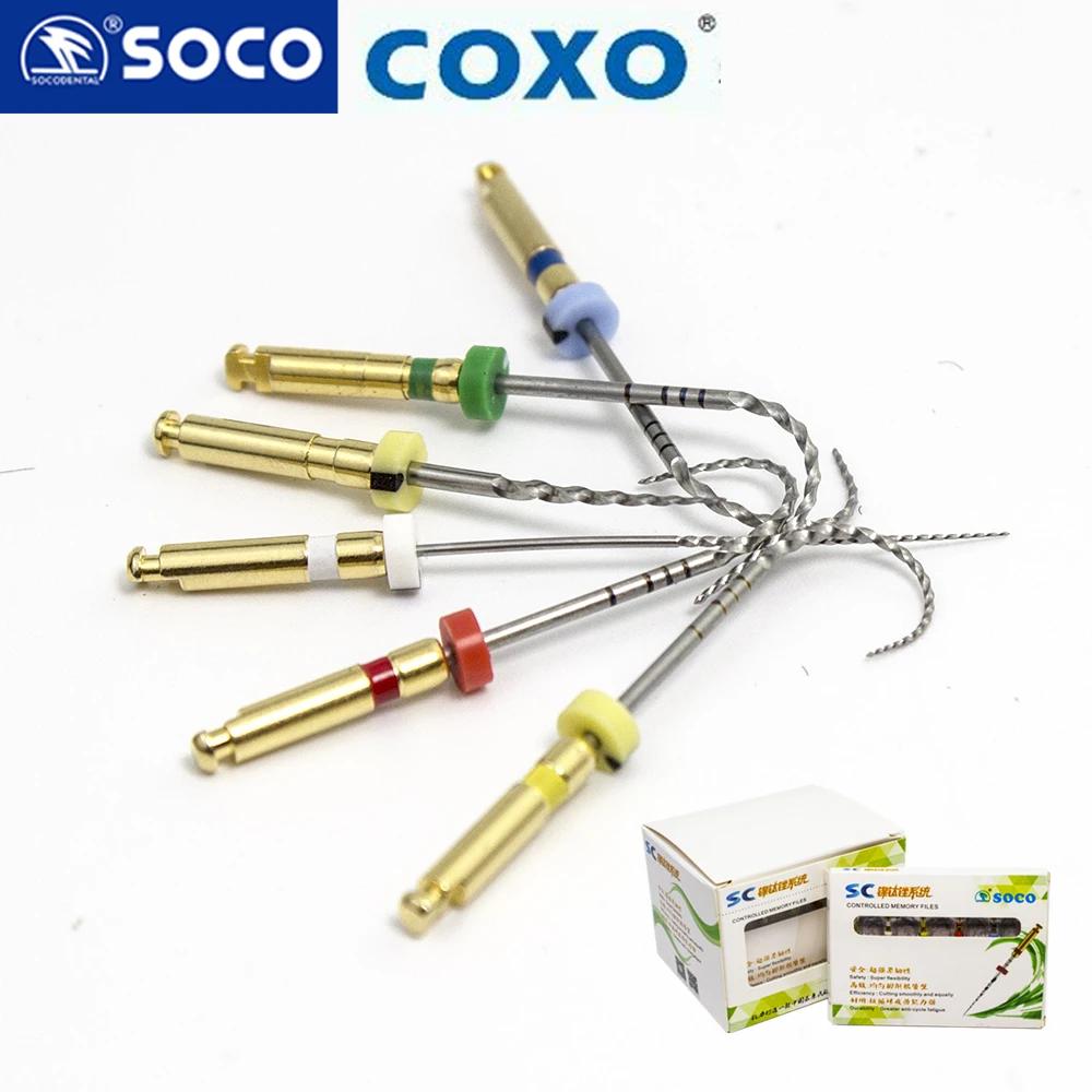 COXO SOCO 6 개/상자 콘센트 치과 니켈 티타늄 열 활성화 근관 파일 Endodontic 회전하는 치과 재료
